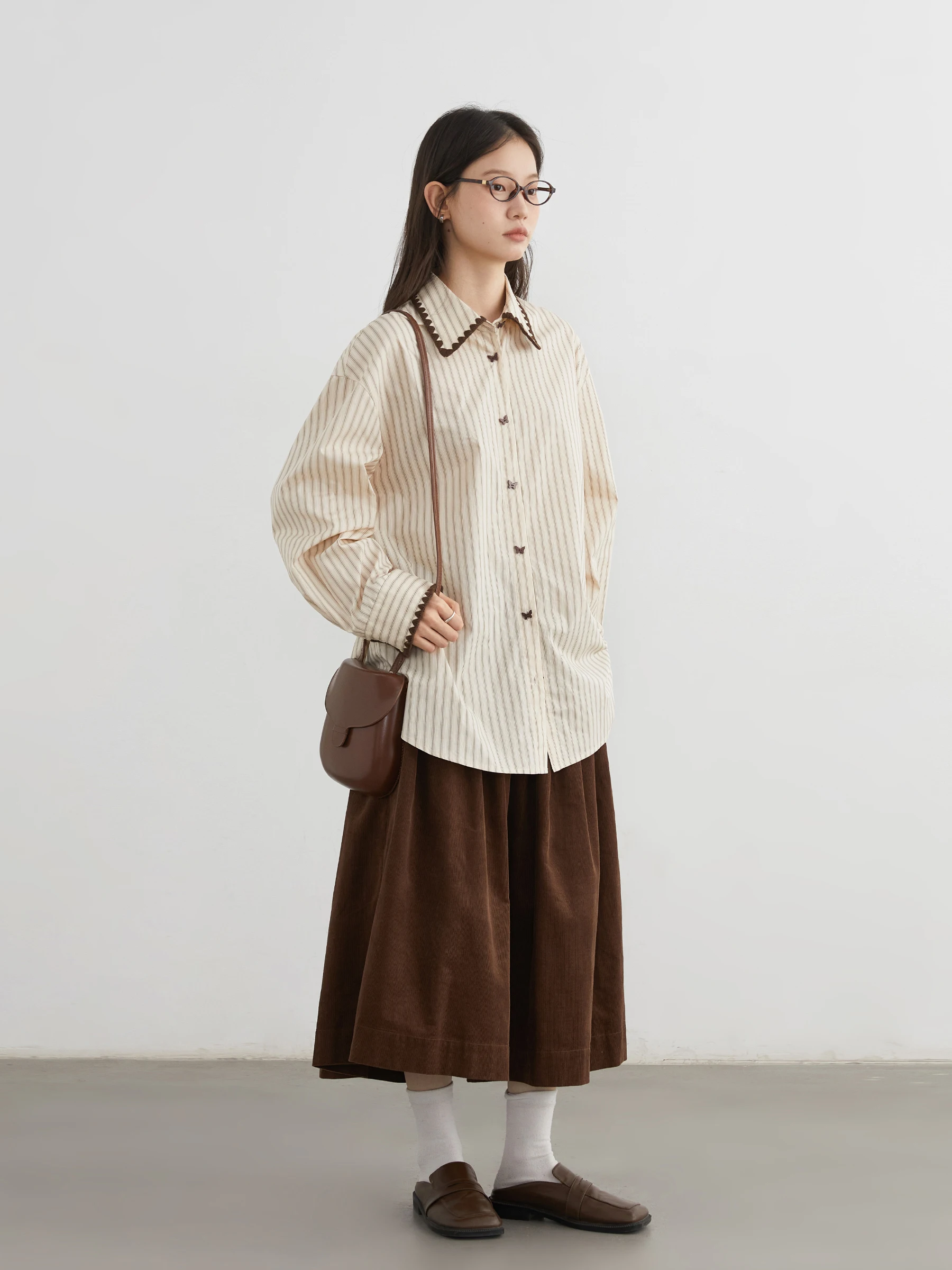 Chic Women's Loose Striped Long Sleeve Blouse – Autumn Fashion