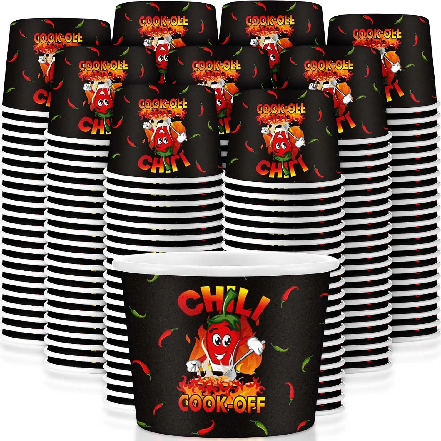 

200 Pcs Chili Cook off Party Decorations Disposable Chili Cook off Paper Tasting Cups Food Sample Bowls for Mexican Part