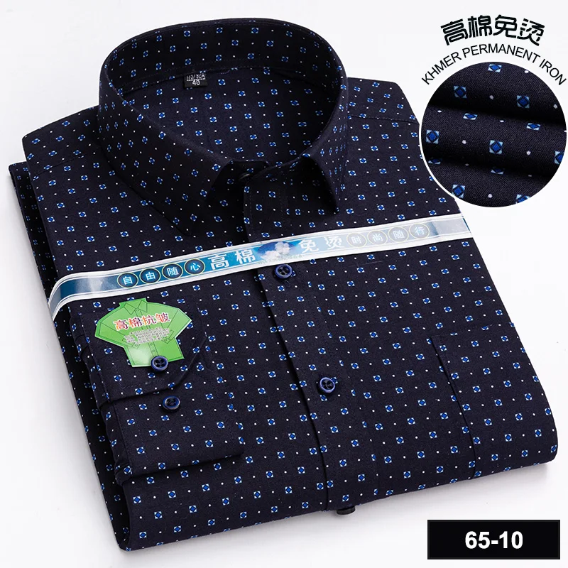 Men\'s Long Sleeve Casual Shirts Fashion Print Cotton Standard Fit Button Pocket Soft Shirts For Man Office Business Dress New