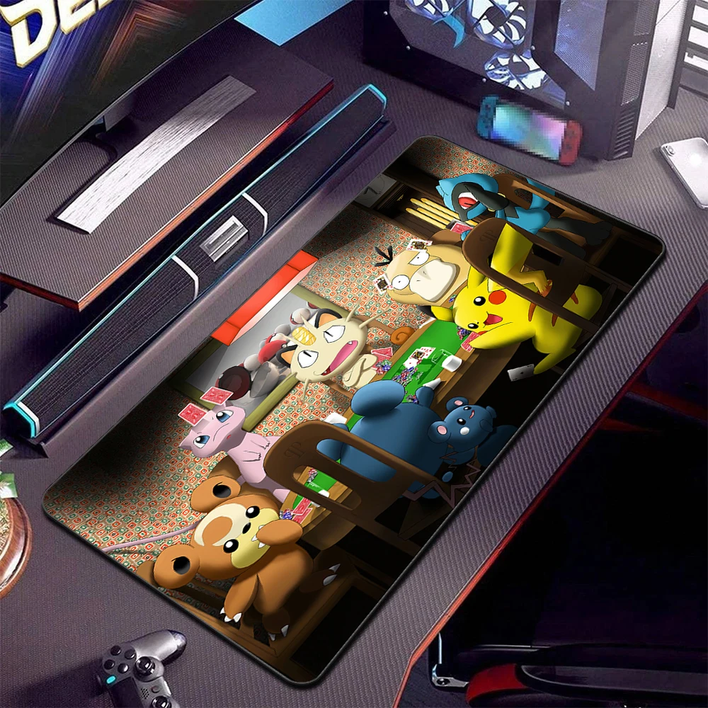 Mouse Pad Large P-pokemon Anime Mousepad PC Gaming Accessories Rubber Desk Mat Locking Edge Gamer Carpet P-pikachu Mouse Pads
