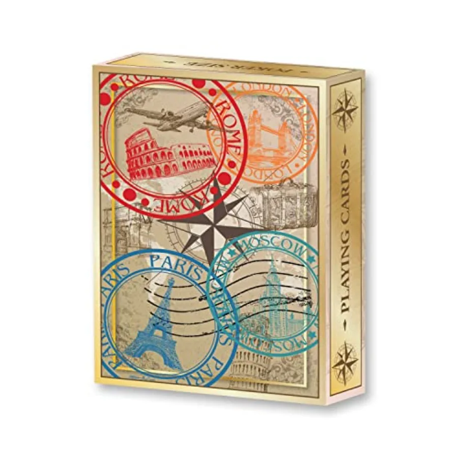 

World Travel Standard Index Playing Cards Deck for card games premium paper stock classic blue smudge-resistant finish