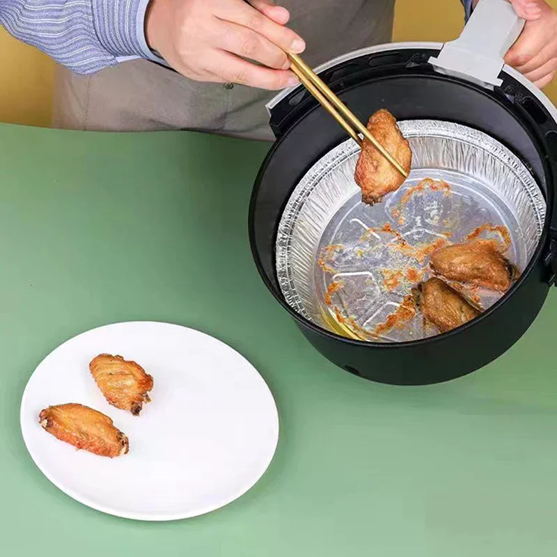 20Pcs Round Foil Trays Foil Flan Dish Silver Foil Food Container Disposable Aluminum Foil Plate Tin Foil Pie Pans For Air Fryer