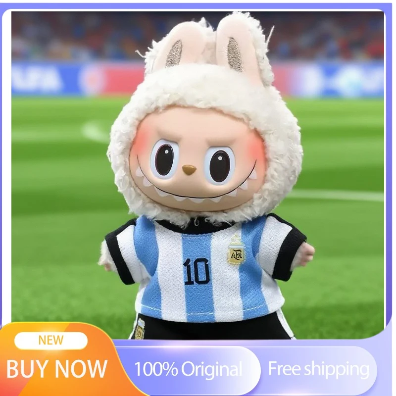 

For 17cm Labubu Fabric Pendant Clothes First Second And Third Generation Messi And Ronaldo Football Uniforms Abubu Cute