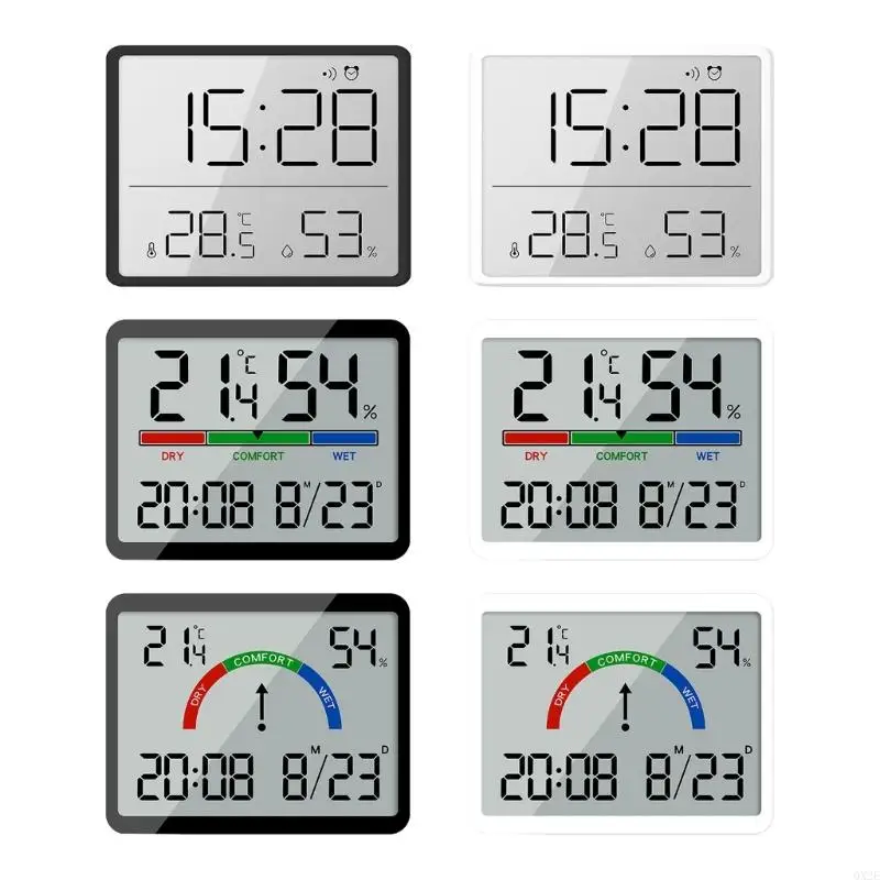 QX2E Digital Wall Clock Large Display, Date & Temperature Humidity Sensing Perfect for Home and Office Use Battery Operated