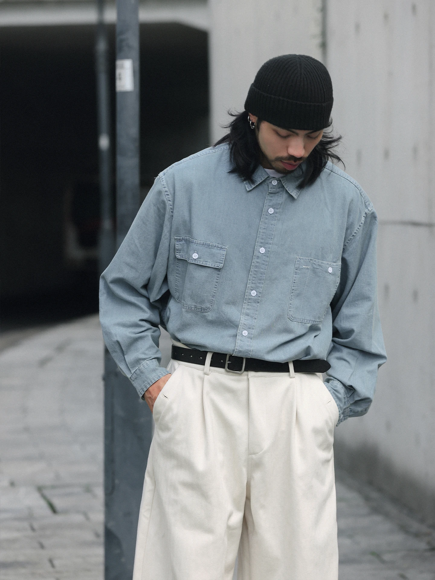 

Джинсовая рубашка Noears в японском ретро-стиле, синяя, свободного кроя, с длинным рукавом, молодежная, винтажная, с отложным воротником, дышащая, из хлопка