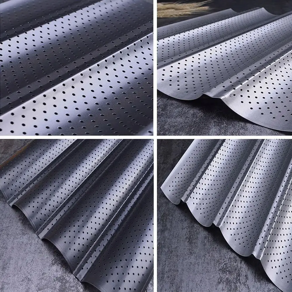 New Nonstick Baguette Baking Tray 2/4 Grooves Bakeware French Bread Baking Pan Waves French Bread Toast Baguette Mold