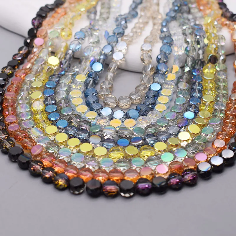 30pcs 8mm/bag Flat Round Faceted Crystal Glass Beads AB Color Disc-Shaped Loose Beads For Jewelry Making DIY Bracelet Earring