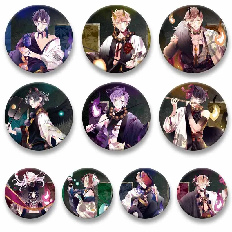 Anime Diabolik Lovers Snap-in Button Pins Cartoon Character Kou Mukami Subaru Laito Brooch Backpack Hat Accessories Jewelry Gift