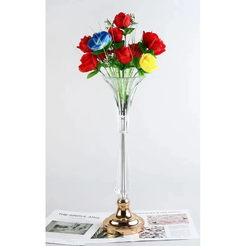 Acrylic Vase for Wedding Centerpieces, Decorative Tabletop, Acrylic Trumpet Flower Stand, Christmas Reception, Anniversary, 10 P