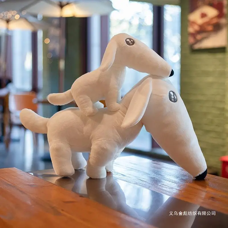 Funny Long Nose Borzoi Dog Plush Doll Let Me Do It for You Meme Stuffed Puppy Toy Soft White Dog Plushie Gift for Friends