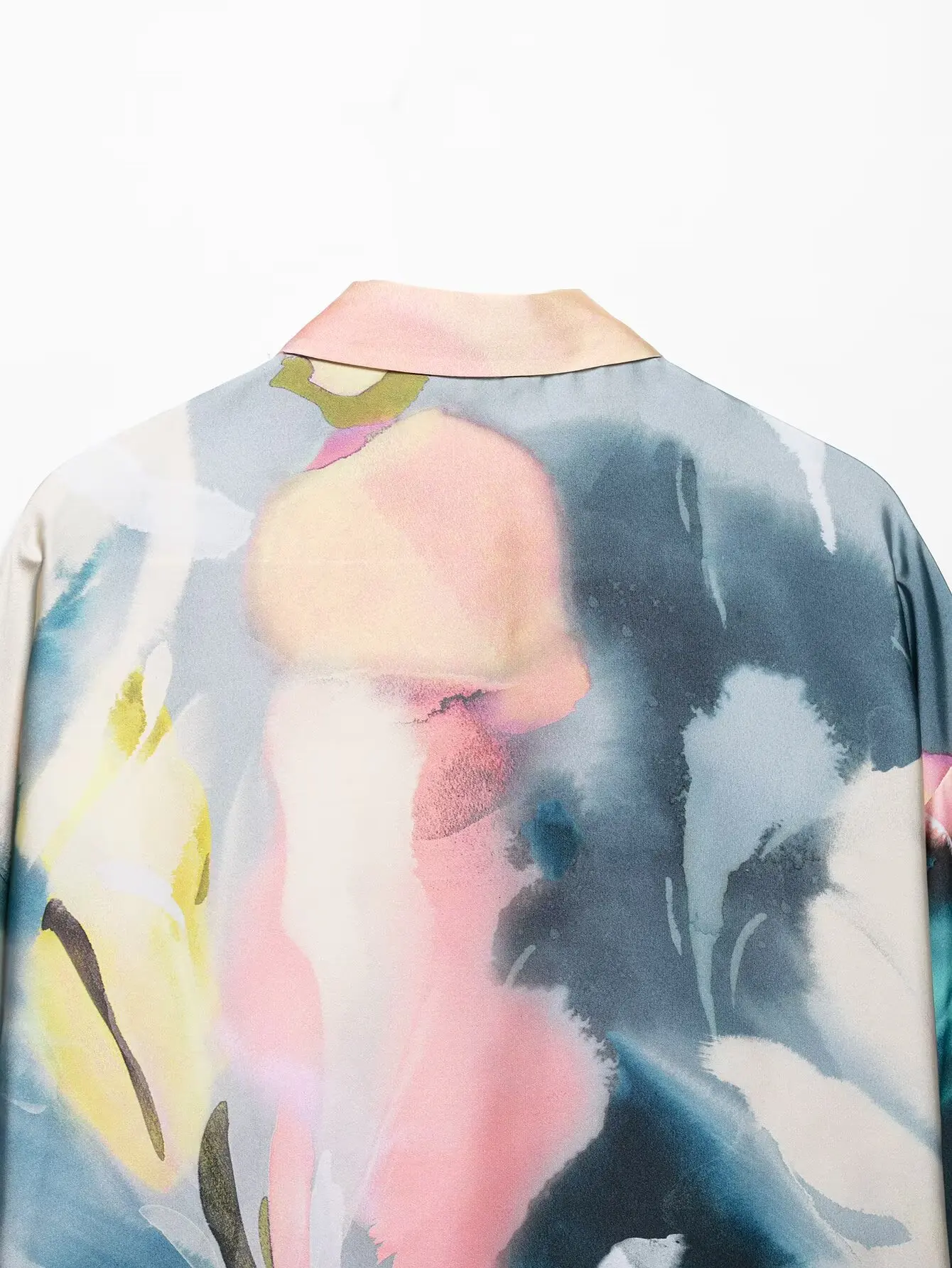 Zevity Women Fashion Contrast Color Tie Dyed Print Casual Smock Blouse Office Lady Kimono Shirt Chic Chemise Blusas Tops LS9123