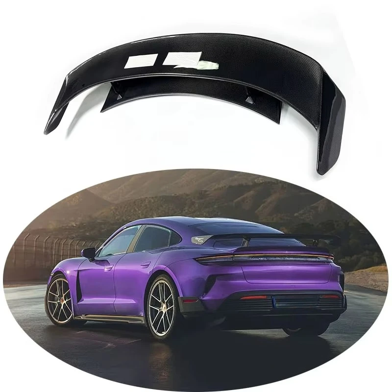 For e Taycan upgrade Weissach Style GT Wing Spoiler Body Kits FULL Carbon Rear Wing for Taycan (replace original panel)