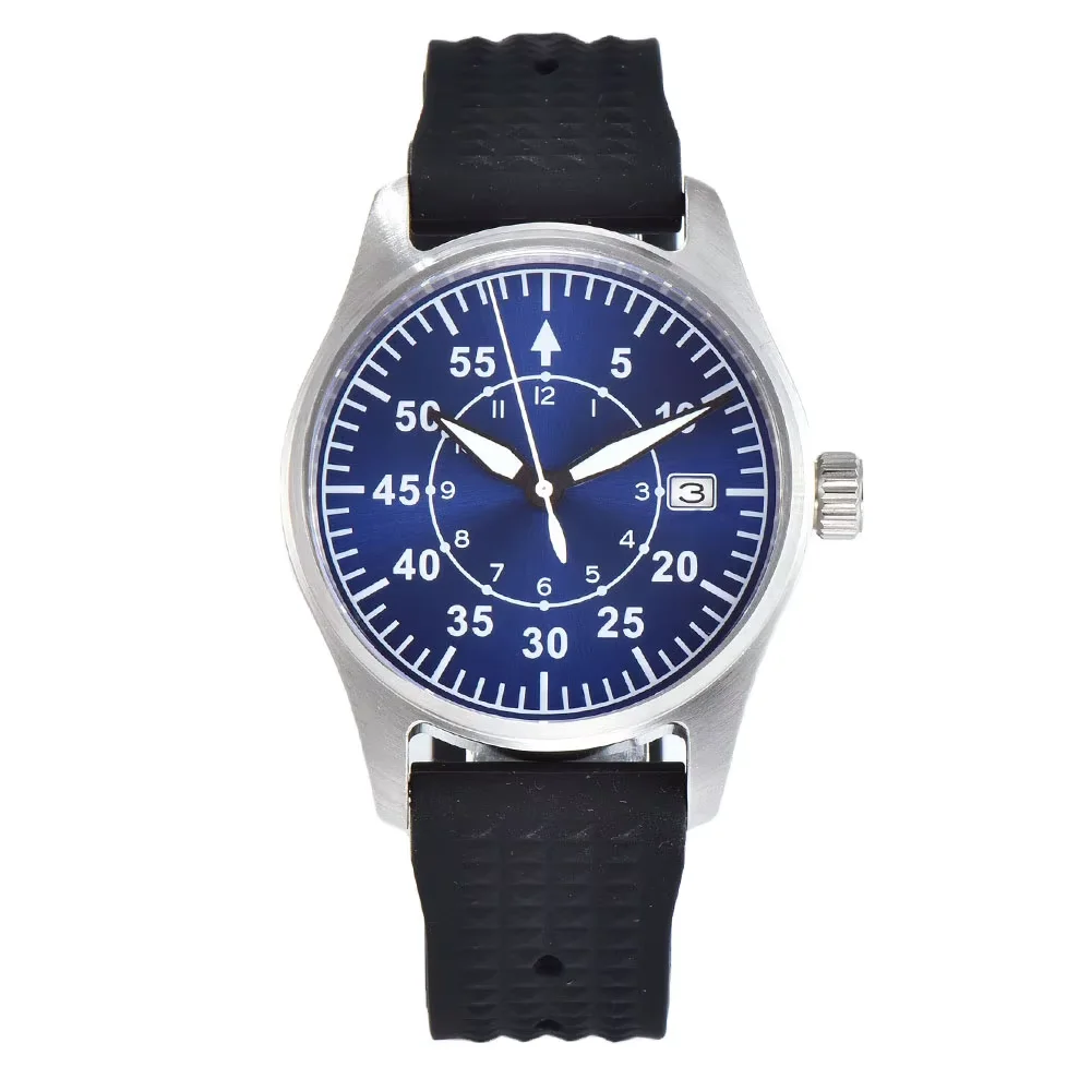Tandorio NH35A Pilot Automatische mechanische Uhr 200 m wasserdicht Tauchen Flieger Herrenuhr 39 mm Datum Saphirglas leuchtend 5