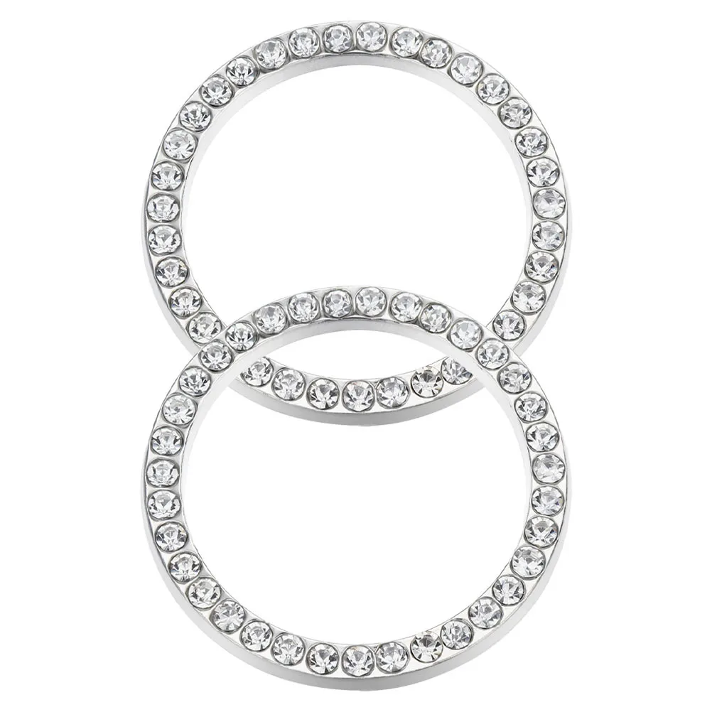 

2Pcs Car Start Button Cover Rhinestone Start Stop Decoration Ring Easy Installation Car Accessories Ignition Button Cover