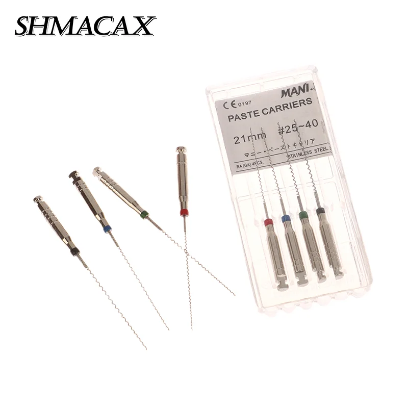 4 sztuki/pudło 21/25 mm Rozmiar: 25 # -40 #   Dental Rotary Paste Carriers Spiral Conveyor Needle Filler Lentulo Assorted Engine Dentistry Tool