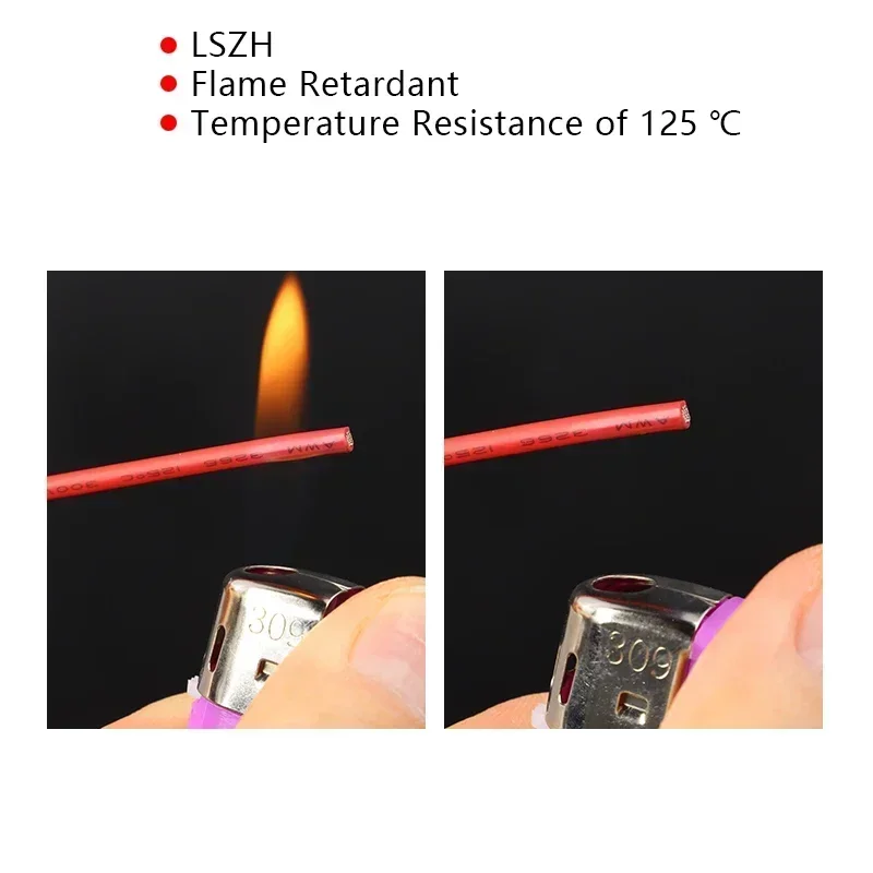 1/5m UL3266 Electronic Wire 12-30AWG Low Smoke Halogen-Free Wire PE Tin Plated Copper Signal Power Wire