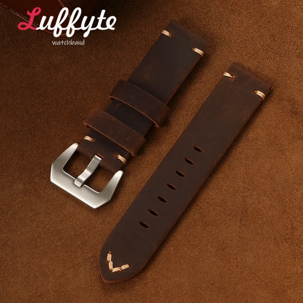 Extra dickes Herren-Uhrenarmband aus Crazy Horse-Leder, 20/22/24 mm, hochwertiges, lässiges Uhrenarmband, universelles Ersatzarmband für Herren