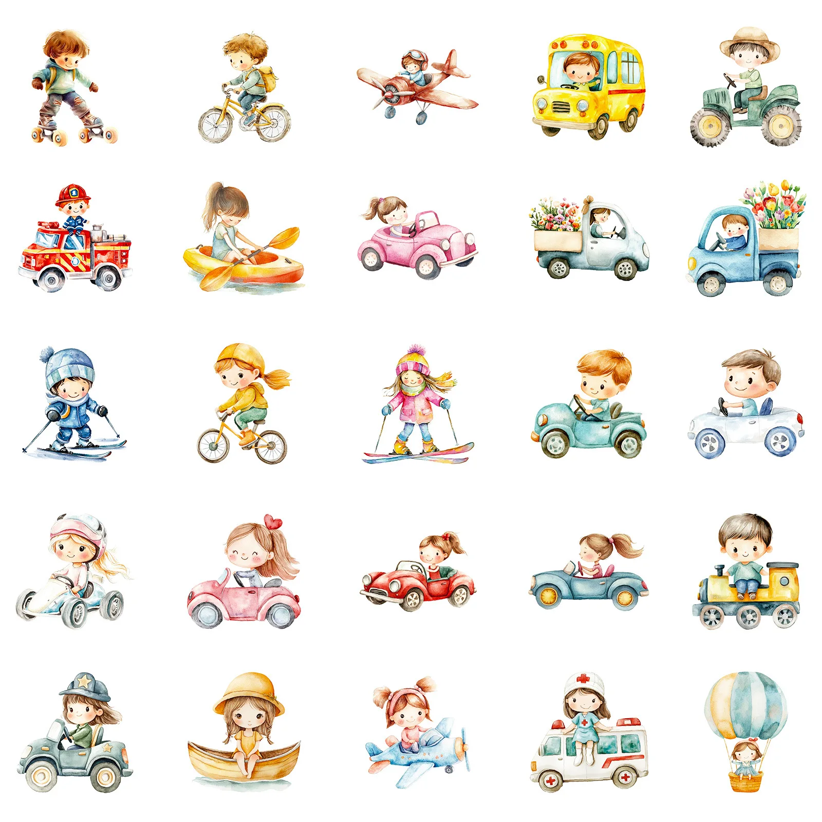 56 Pezzi Adesivi per Bambini con Piccole Auto Carine, Impermeabili, Decorazioni Cartoon per Graffiti, Fai-da-Te per Quaderni, Telefoni, Tazze, Biciclette