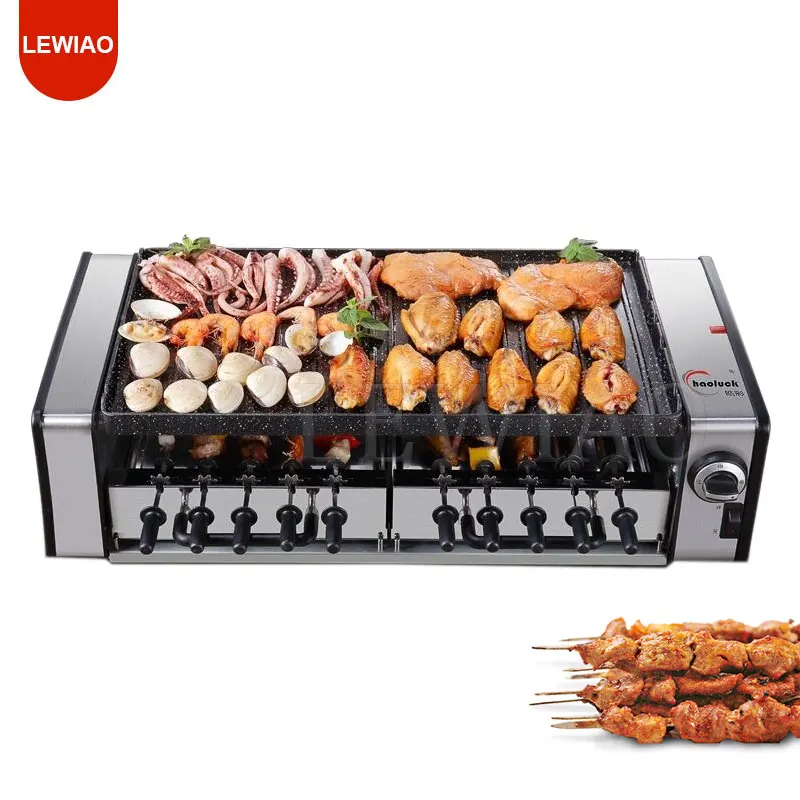 

Household Electric Grill Camping Bbq Hot Pot Smokeless Barbecue Grill Hot Pot Non-Stick Bbq Machine Churrasqueira Eletrica