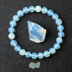 Original Smooth White Opal Beads Bracelet for Women Reiki Healing Nature Moon Stone Bracelets Men Elastic Cat Eyes Stone Jewelry