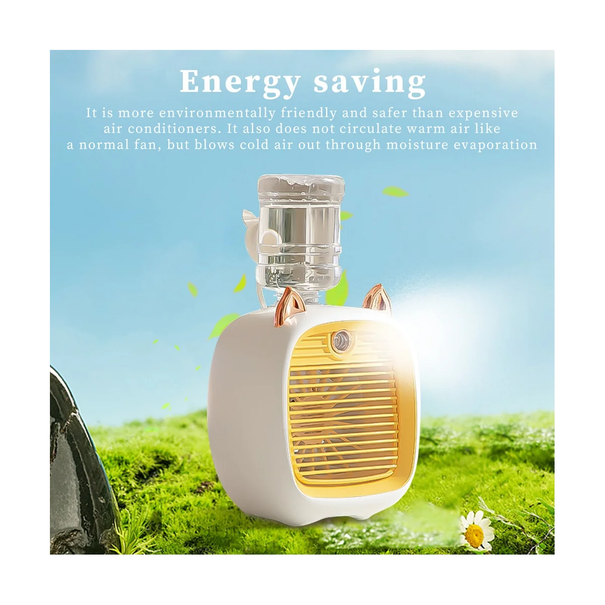 1200MAh Mini Air Conditioner Portable Desktop Fan Humidifier Purifier 3 Speed 2 Mode Spray USB Table Fan Car Home, B