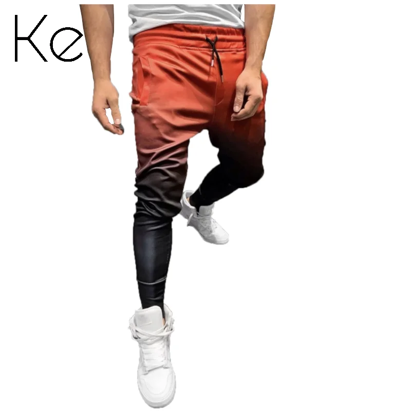 

KE035M men's trousers autumn and winter new 3D gradient slim fit fitness training basketball stretch small leg pants