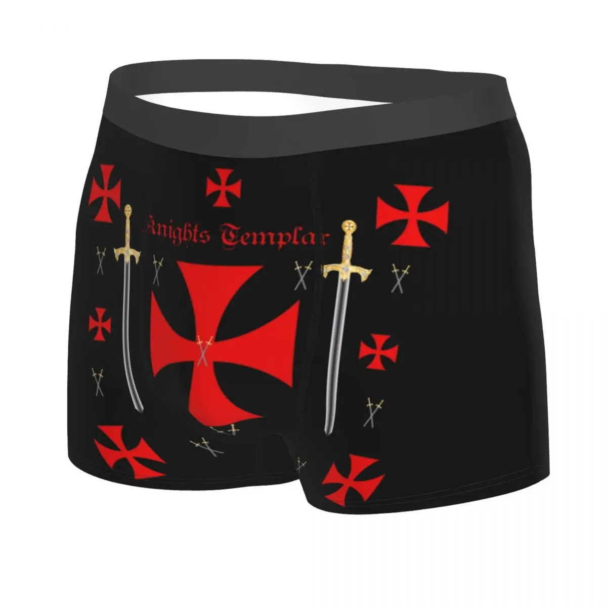 Custom Sexy Knights Templar Cross Shield Symbol Boxers Shorts Underpants Men's Comfortable Briefs Underwear