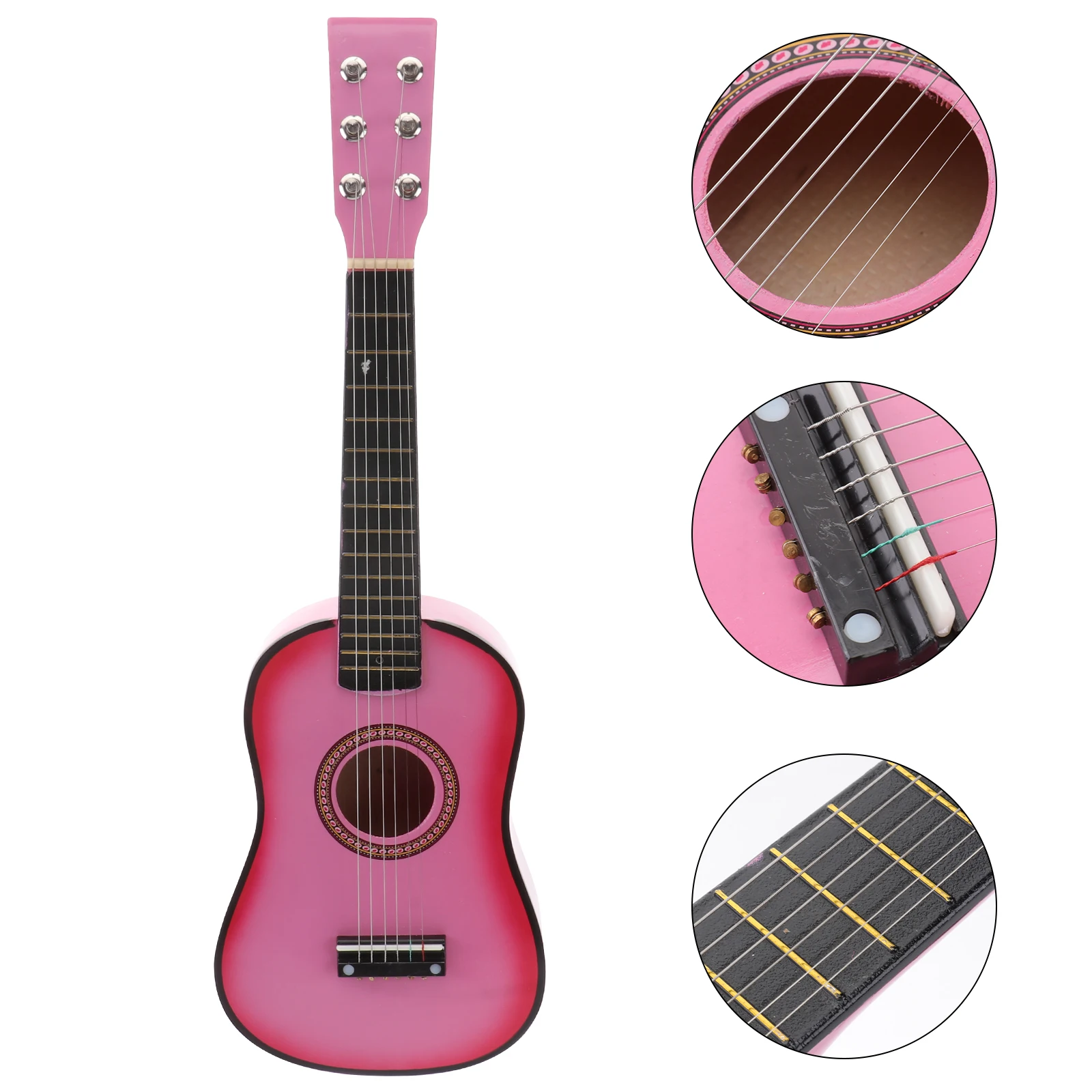 Kids Guitar Musical 23 Inch Classical Ukulele Educational Acoustic 6-String Beginner Instrument Pink Folk Acoustic Guitar