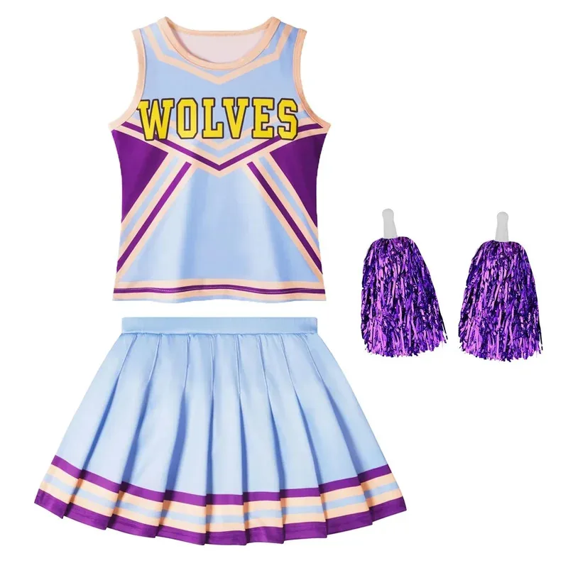 

Юбка болельщика с круглым вырезом и буквенным принтом, комплект из 2 цветочных шаров для девочек, одежда для рождественской вечеринки, рождественского сезона, спортивная одежда для мероприятий