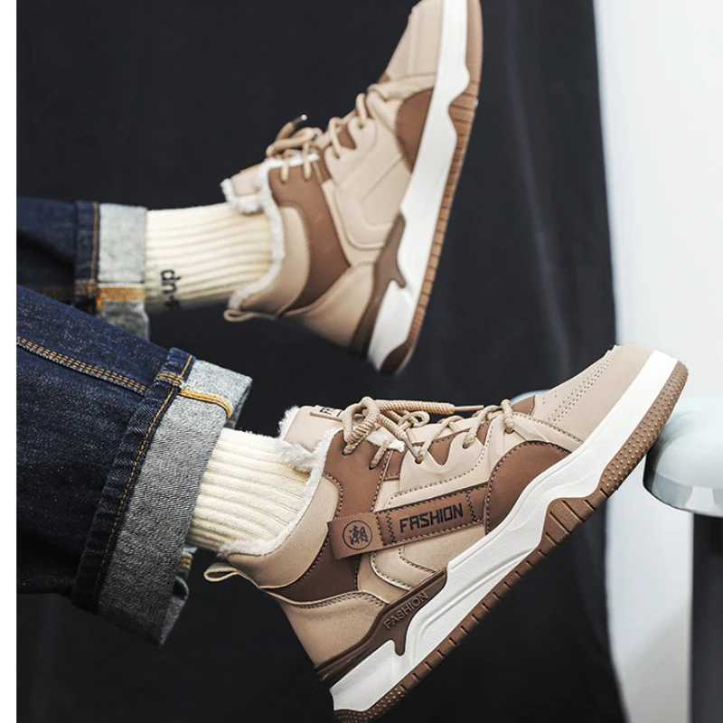 

Новые зимние флисовые теплые кроссовки на плоской подошве с низким берцем и круглым носком, удобные и противоскользящие кроссовки больших размеров и обувь с высоким берцем