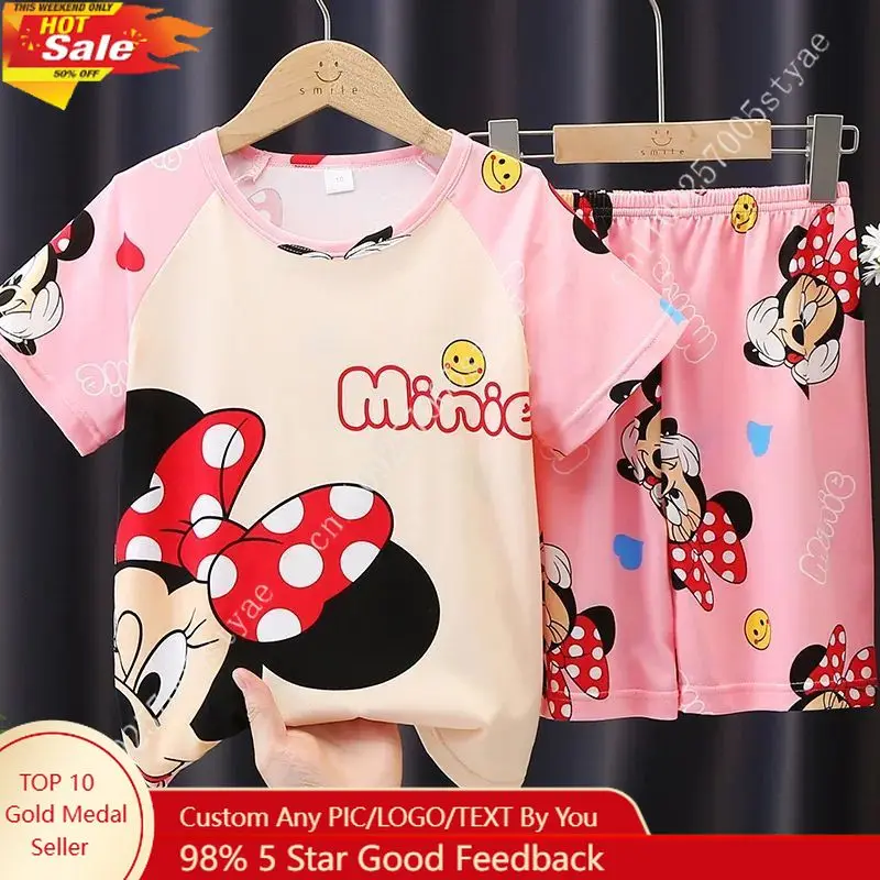 

Disney Mickey Mouse Girls Boys Pj Suit Soft Clothing Set Kids Sports T Shirt Shorts Children Pajamas Comfort Outfits for Kid