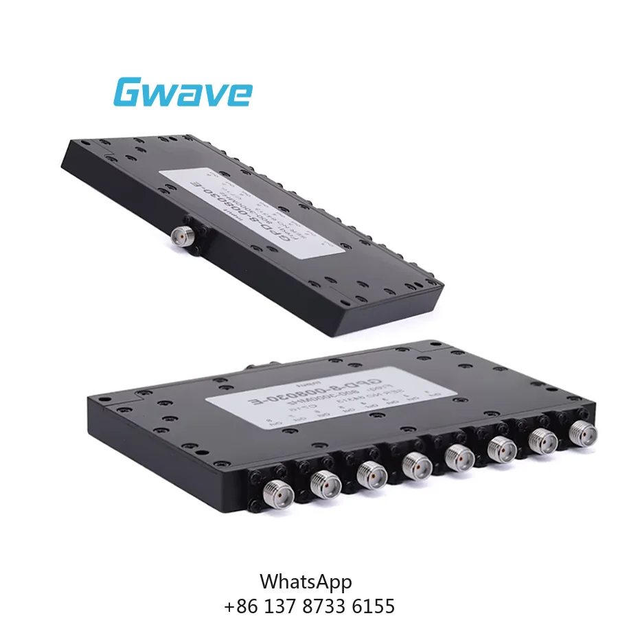 Gwave GPD-8-008030-E 8-Way Power Divider 50 Ohm For Connector Coaxial Connection From 0.8 GHz To 3 GHz Rated At 20 Watts