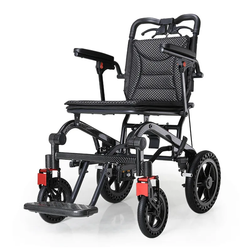 

Aluminum alloy wheelchair folding lightweight shock absorption elderly trolley multi-functional elderly scooter portable