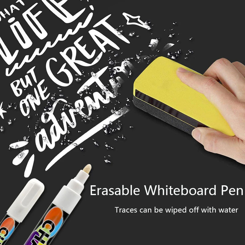 1pcs Erasable Whiteboard Marker Pen 1/3/6/10/15mm Oily Blackboard Chalk Glass Ceramics Art Graffiti Pen Office School Stationery