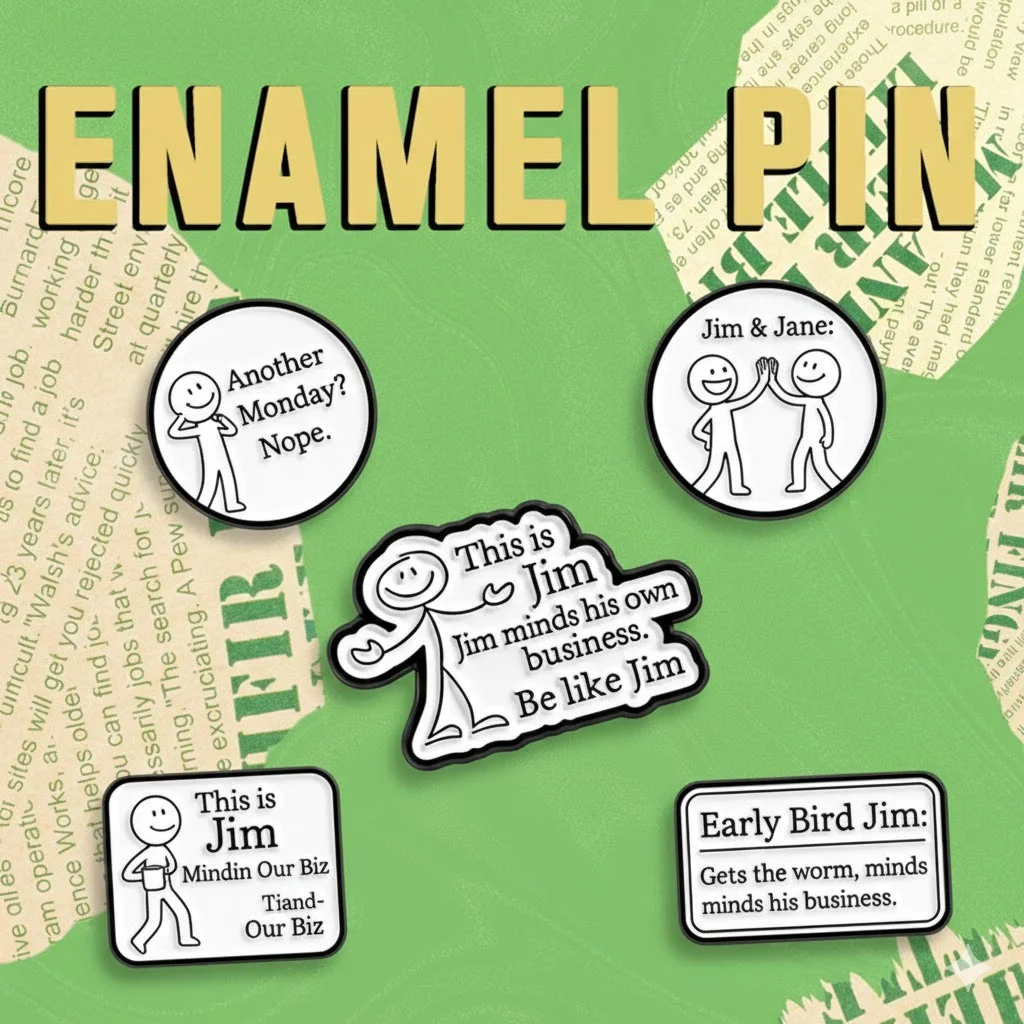 Be Like Jim Minding His Own Business Enamel Pins Funny Meme Stick Figure Brooch Lapel Badges Jewelry Gift for Friends Wholesale