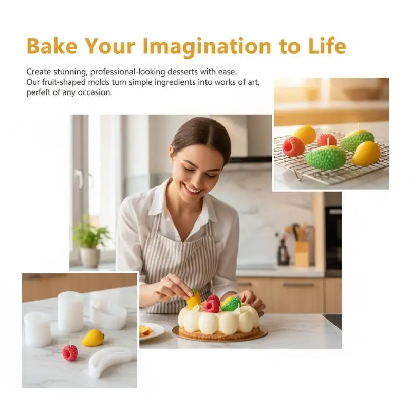 Silicone Fruit Candle Mold 3D Mango Banana Lychee Shape for Aromatherapy DIY Handmade Resin Soap Craft Art Decoration