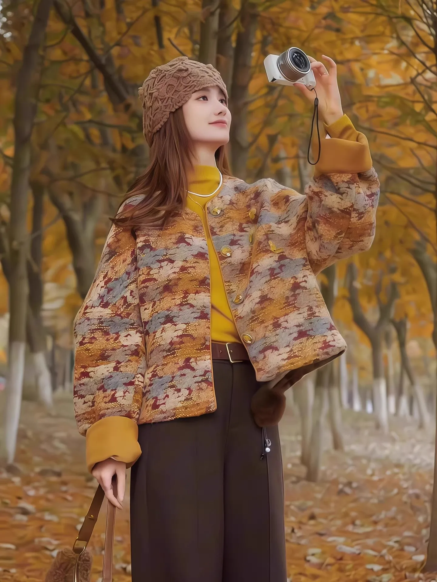 

Женское ретро-пальто из хлопка и шерсти, осенне-зимнее, новое, маленького размера, твидовое, свободного кроя, с длинными рукавами, круглым вырезом