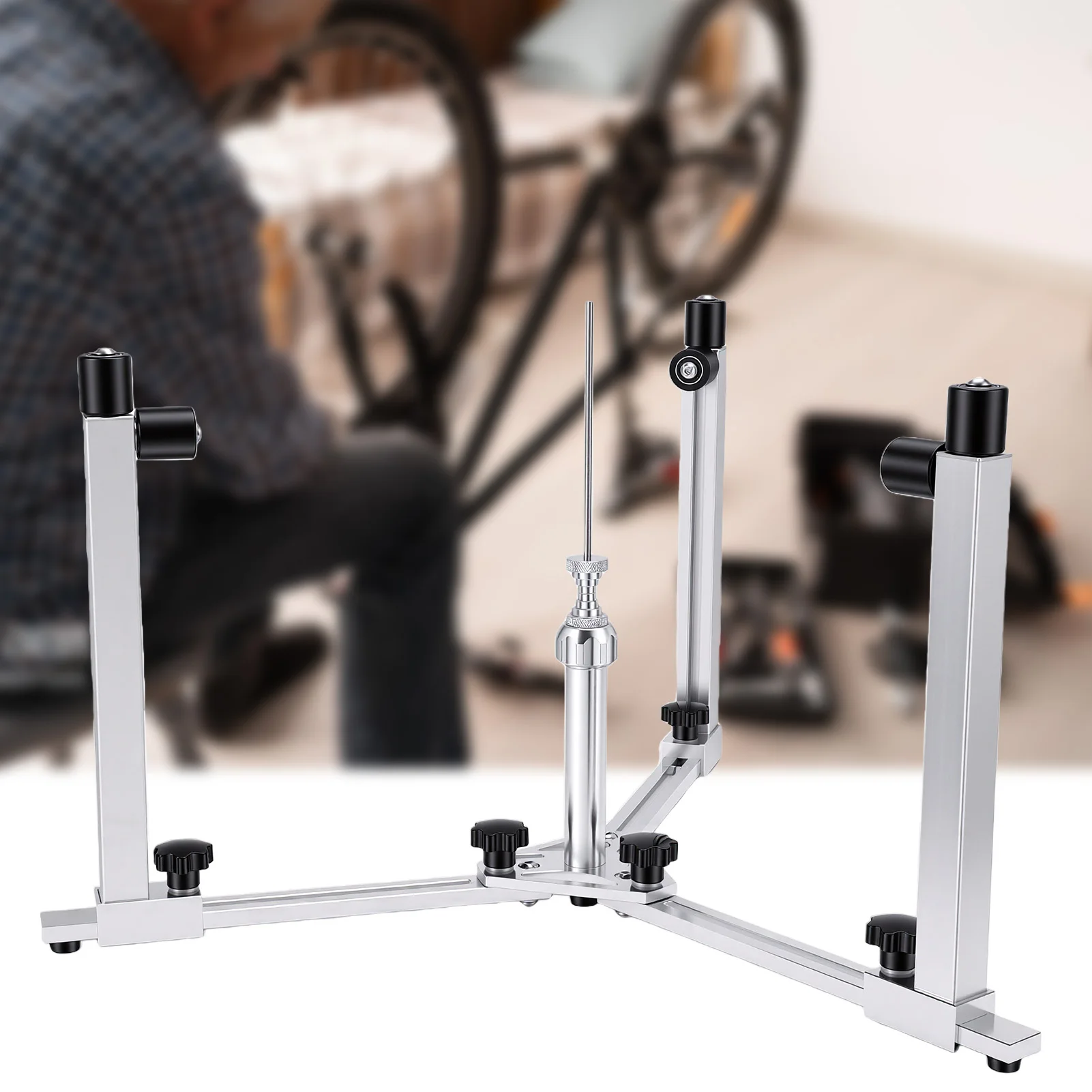 Supporto per la lavorazione dei raggi della bicicletta, strumenti di riparazione, design rotante, pieghevole, regolabile, tavolo per l'intreccio dei raggi, supporto per l'allacciatura dei raggi della