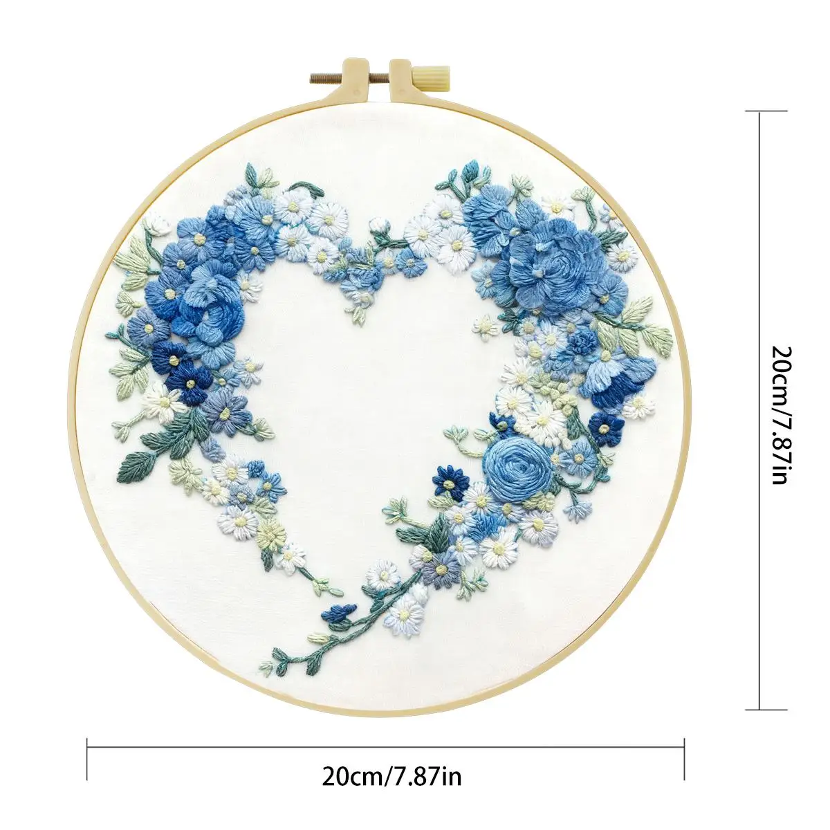 1 Stück 20X20CM/15X15CM 7,87/6,3 Zoll Blaue Girlande Stickerei Starter-Kit DIY-Kit DIY-Stickerei-Set für Anfänger – Detail 3