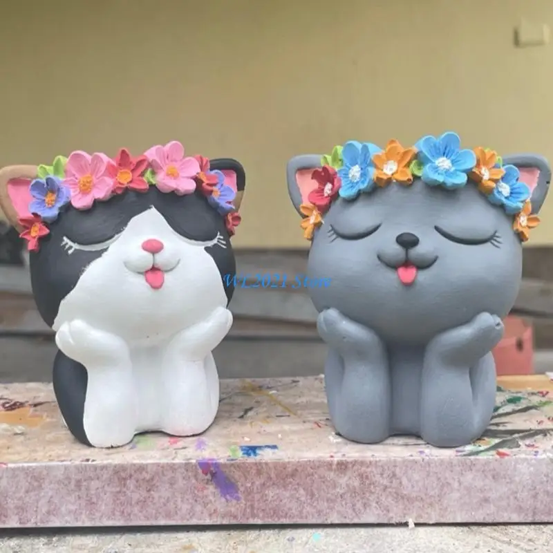 

G5GC Little Animal Flower Pot Silicone Resin Mold Epoxy Resin Casting Pot