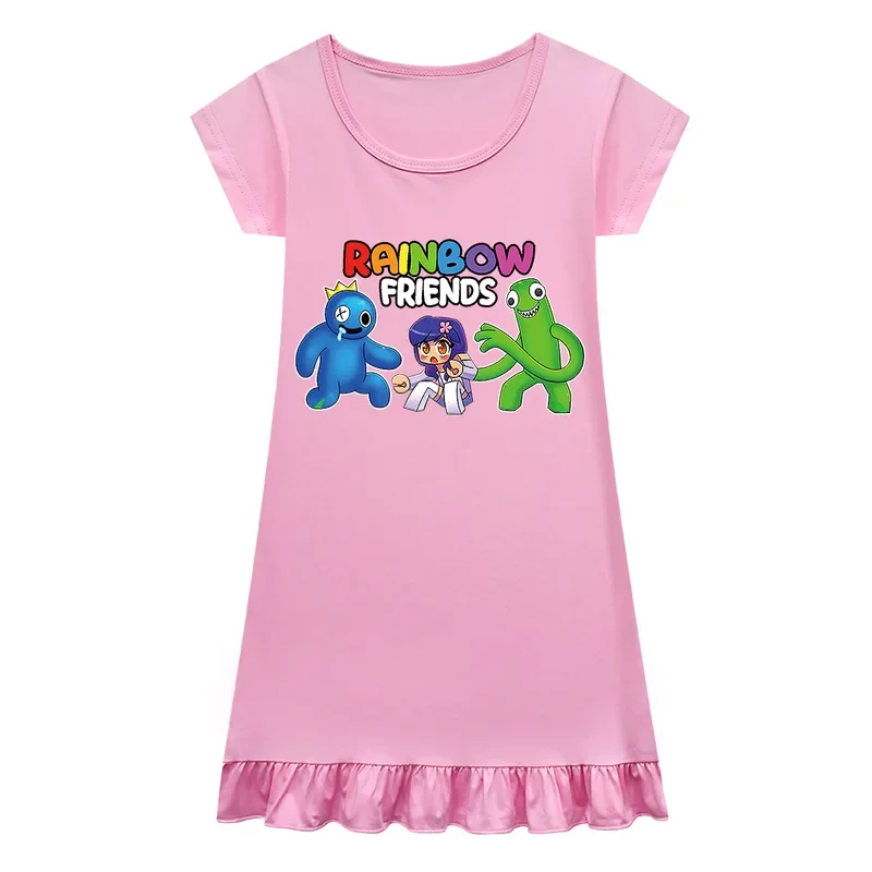 Regenbogen Freunde Baby Mädchen Kleid Cartoon Pyjamas Kinder Home Wear Kleidung Baby Kleidung Sommerkleider Kinder Geburtstagsgeschenk