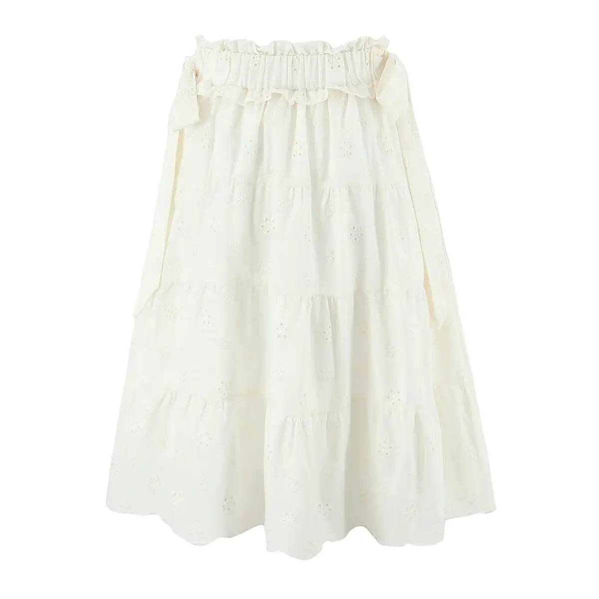 تنورة قصيرة أنيقة مطرزة بحزام، تصميم نسائي جديد للربيع، مصنوعة من ألياف البوليستر عالية الجودة، تنورة أميرة بخصر مرتفع