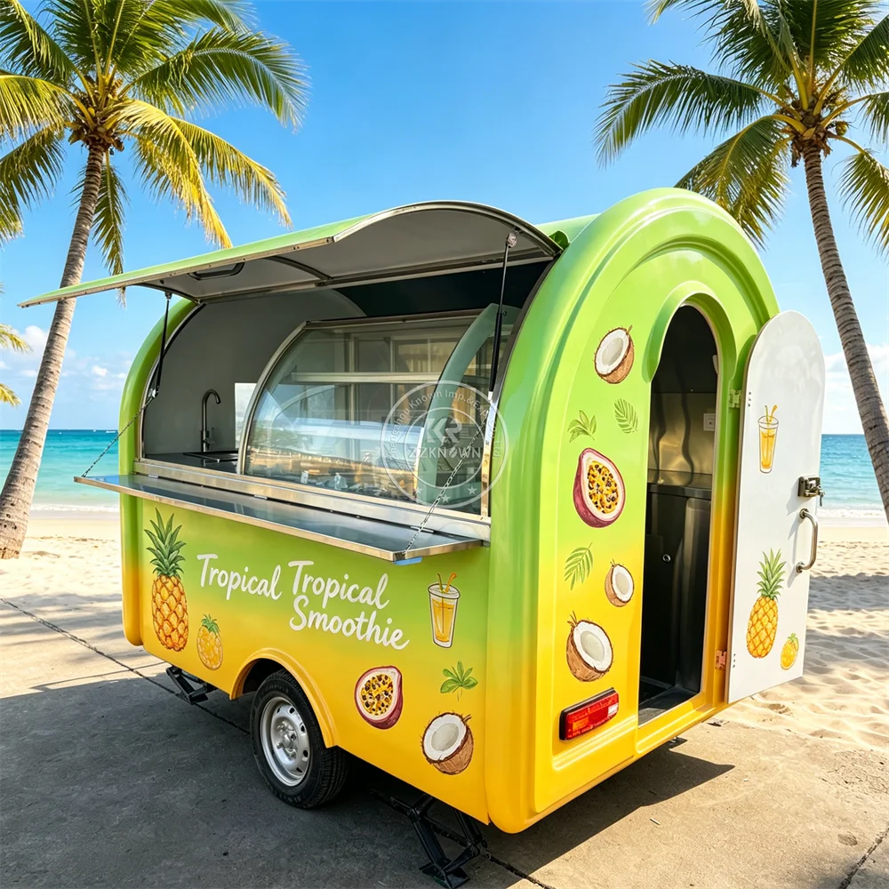 

Street Mobile Kitchen Fast Food Trailer Ice Cream Cart Concession Stainless Steel Food Truck With Full Kitchen Equipment