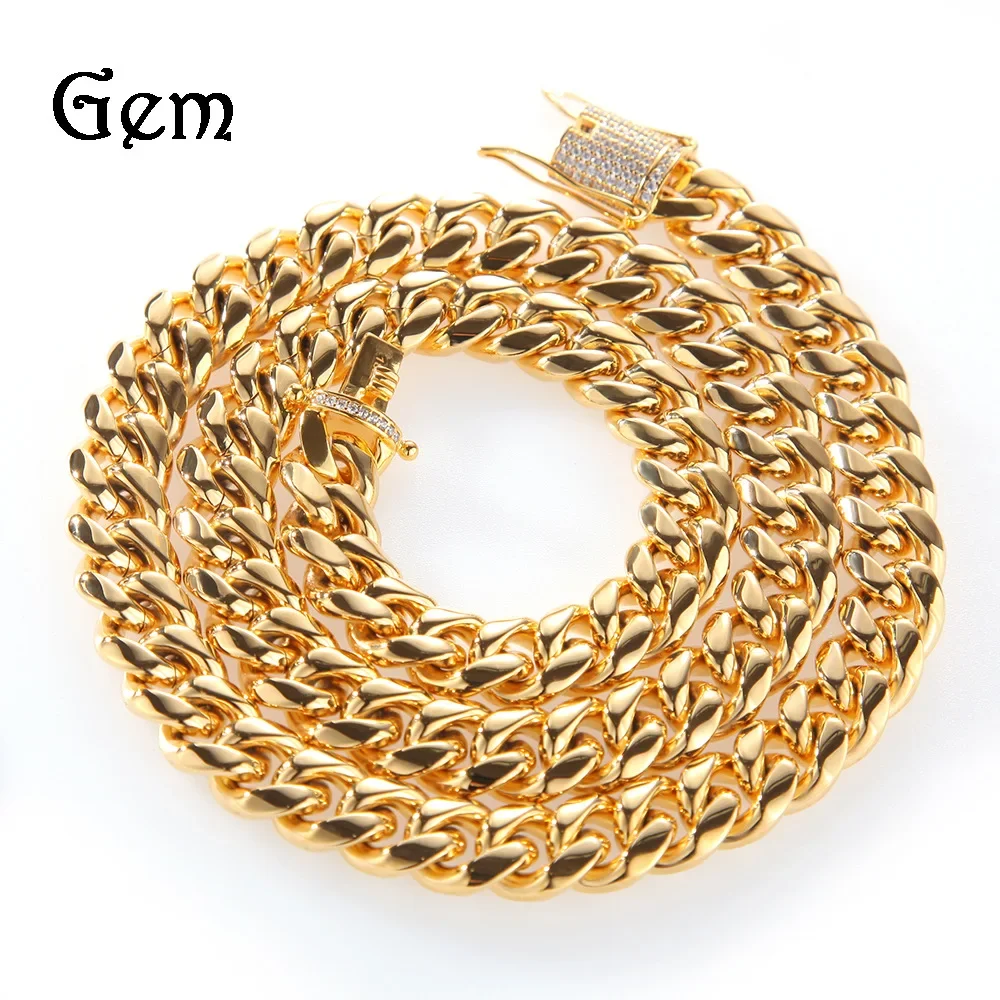 Luxury 24K 9999 Pure Gold Hip-Hop Diamond Cuban Chain Double-Sided Button Necklace Bracelet Set