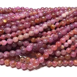 Veemake Natural Ruby Round Loose Beads For Jewelry Makin Design Necklace Bracelets 08413