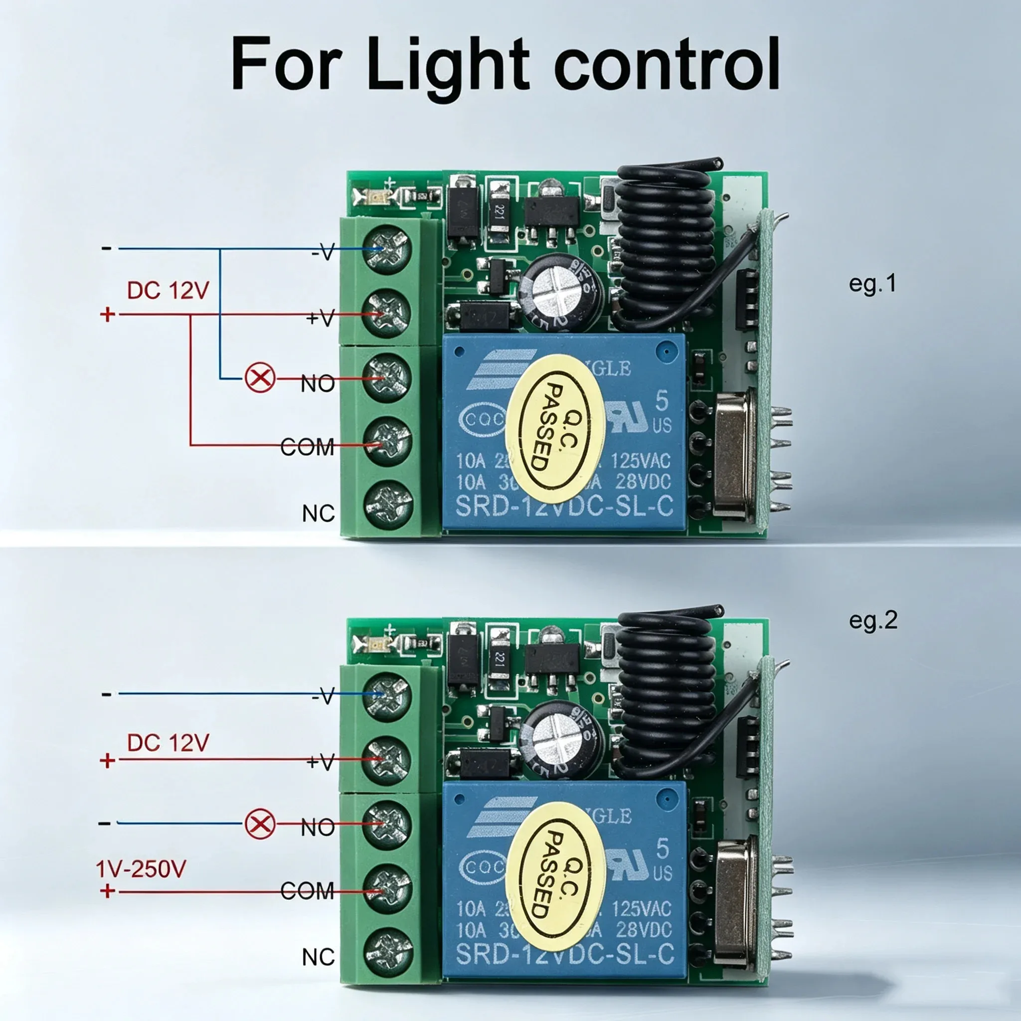 KEBIDUMEI DC 12V 433Mhz RF Drahtloser Fernbedienungsschalter Relais 1-Kanal Empfängermodul für LED-Tür Elektromagnetisches Schloss Smart Home – Detail 6
