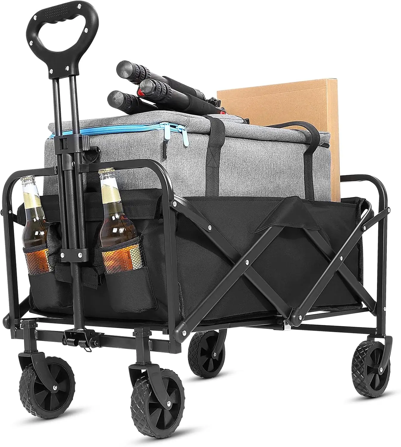 Collapsible Wagon Cart Foldable,Wagon Carts with Wheels Folding,Utility Grocery Lounge for Sand Camping Sports Shopping Outdoor