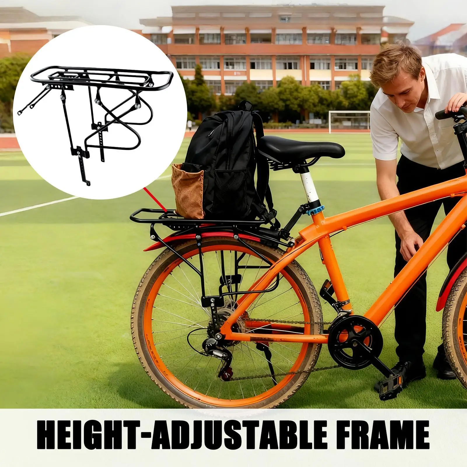 Rear Bicycle Rack 200kg Capacity Mount Adjustable Steel Bicycle Cargo Rack For Cycling Road Commuting Work Delivery Touring