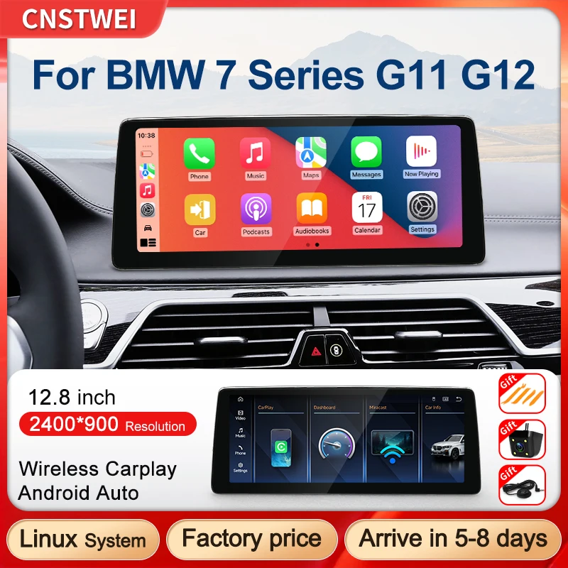 CNSTWEI 12.8inch linux 2400*900 HD Display Touch Screen For BMW 7 Series G11 G12 EVO Wireless Carplay Android Auto Car Player BT