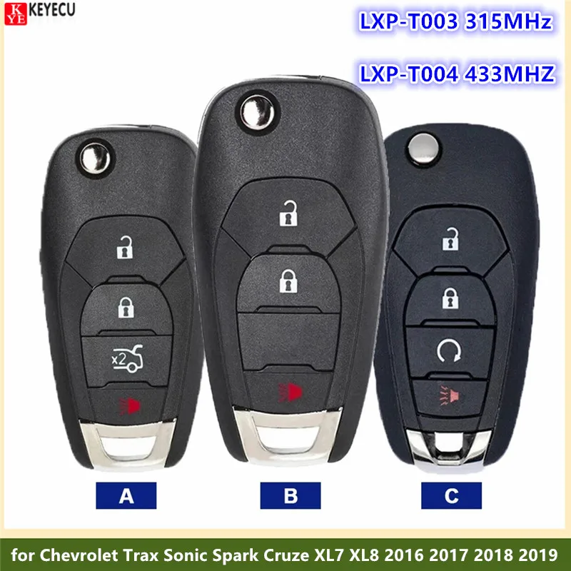 

Откидной дистанционный ключ KEYECU для Chevrolet Trax Sonic Spark Cruze XL7 XL8 2016 2017 2018 2019 LXP-T003 315 МГц LXP-T004 433 МГц ID46